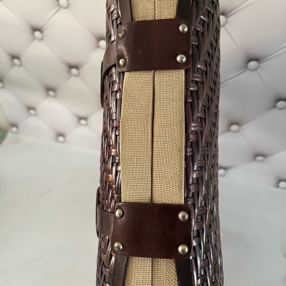 Vintage straw purse with Leather handles accent Color Brown Made in Spain - Picture 3 of 7